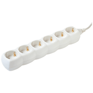 home Produžni kabl, 6 utičnica, 1.0mm², 1,5 met, bijeli - NV 6/WH
