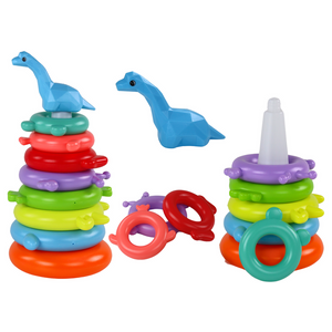 Giraffe Pyramid Puzzle 8 Rings Colorful 29cm x 14cm x 14cm