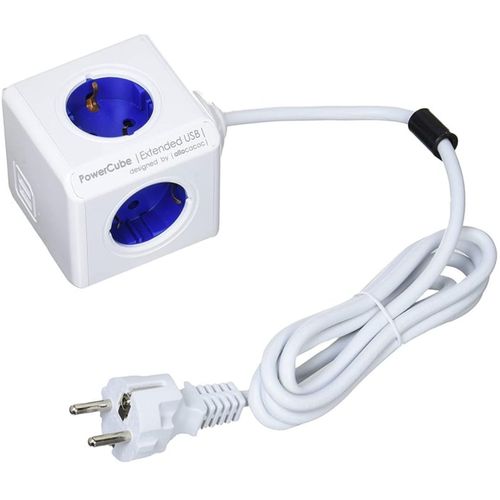 ALLOCACOC PowerCube Ext.USB 4xŠuko+2USB-5V/2.1A,1.5m, plava 1402BL/DEEUPC slika 2