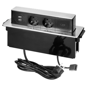 Orno Produžni kabel sa 2 x Schuko,2 x USB utičnice,HDMI,ugradbena - OR-GM-9016(GS)/B-G