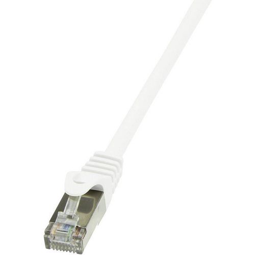 LogiLink CP2031S RJ45 mrežni kabel, Patch kabel cat 6 F/UTP 1.00 m bijela sa zaštitom za nosić 1 St. slika 1