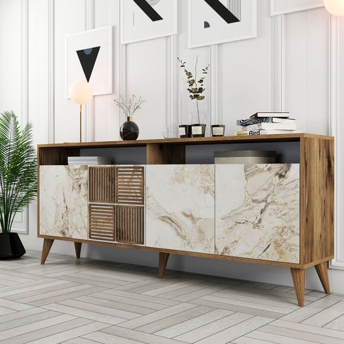 Woody Fashion Komoda MILAN MARBLE, Milan - Walnut, White Marble slika 2