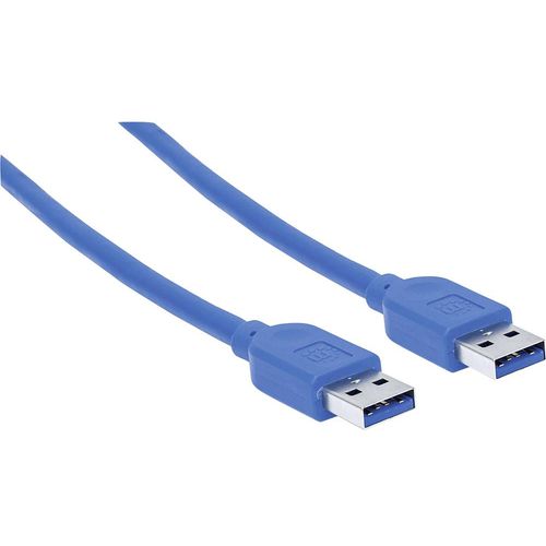 Manhattan USB kabel USB 3.2 gen. 1 (USB 3.0) USB-A utikač, USB-A utikač 1.80 m plava boja zaštićen s folijom, UL certificiran, pozlaćeni kontakti 354295 slika 2