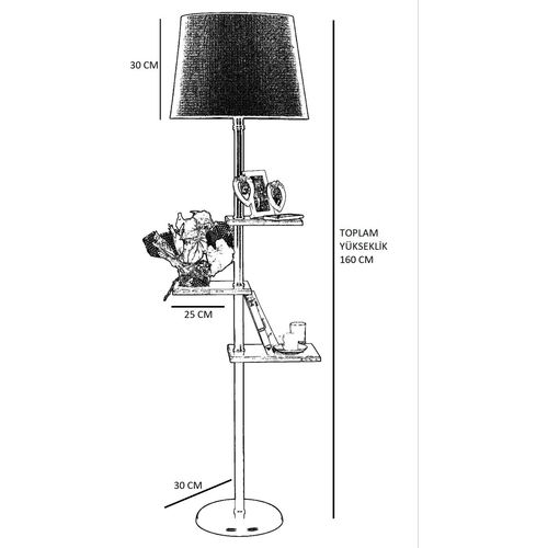 Moda Lambader Siyah Pramit Hasır Siyah Abjurlu Black Floor Lamp slika 5