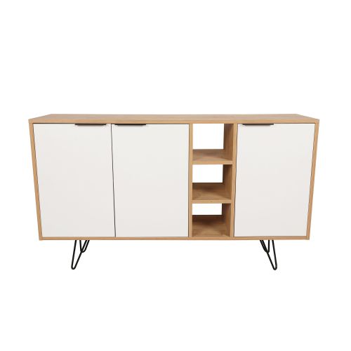 Woody Fashion Komoda, hrastBijela boja, Clara Console - Oak, White slika 7