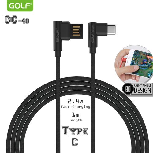 USB kabl tip C 1m 90° GOLF GC-48T crni slika 1