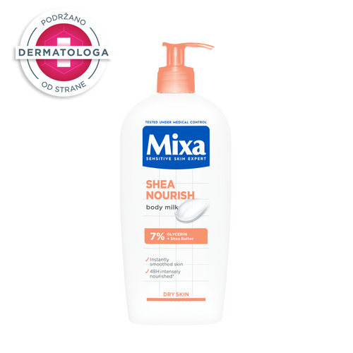 Mixa Shea Nourish intenzivno hranljivo mleko za suvu kožu, 400ml slika 1