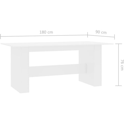 Blagovaonski stol visoki sjaj bijeli 180 x 90 x 76 cm iverica slika 12