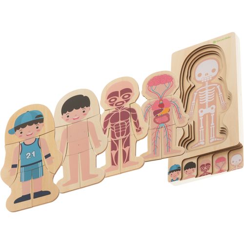 Montessori drvena slojevita slagalica za izgradnju tijela dječak slika 4