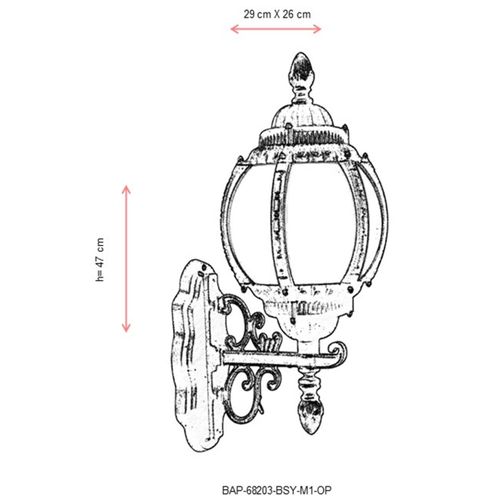 Spoljna zidna lampa u crno-beloj boji BAP-68203-BSY-M1-OP slika 3