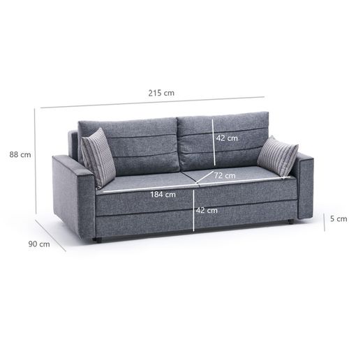 Ece - Grey Grey 3-Seat Sofa-Bed slika 9