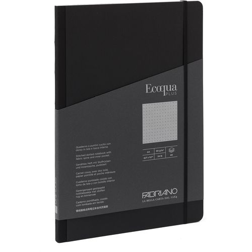 FABRIANO notes Ecoqua plus pocket šiven s platnenim rubom 9x14 90g 80l na točkice nero 19149008 slika 2