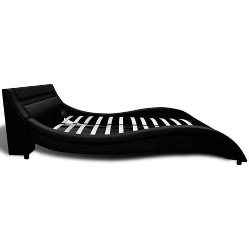Krevet od umjetne kože sa madracem LED crni 140 x 200 cm slika 40