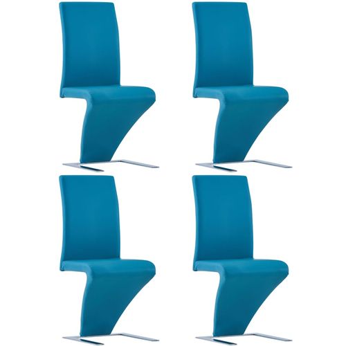 Blagovaonske stolice cik-cak oblika od umjetne kože 4 kom plave slika 15