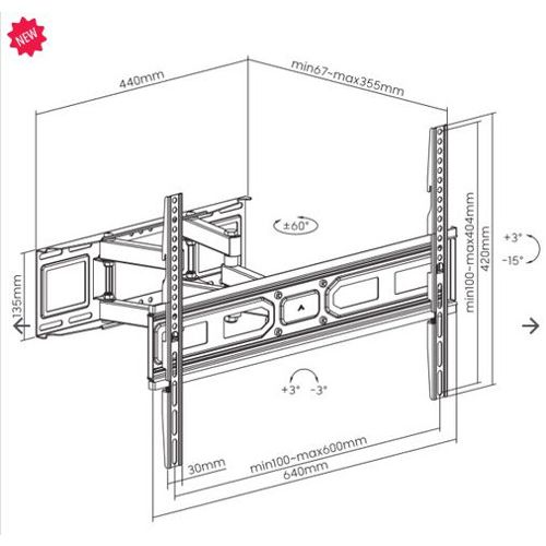 SBOX izvlačno okretni nosač 37"-80", do 40kg PLB-3646-2 slika 2