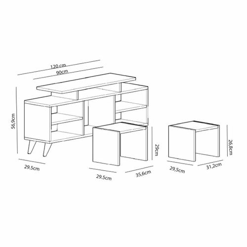 Kutay - White, Teak WhiteTeak TV Unit slika 4