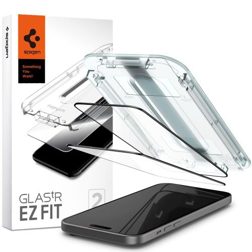 Spigen - Glas.tR EZ-FIT (2 kom) AGL06884 za iPhone 15 Plus - crna slika 1