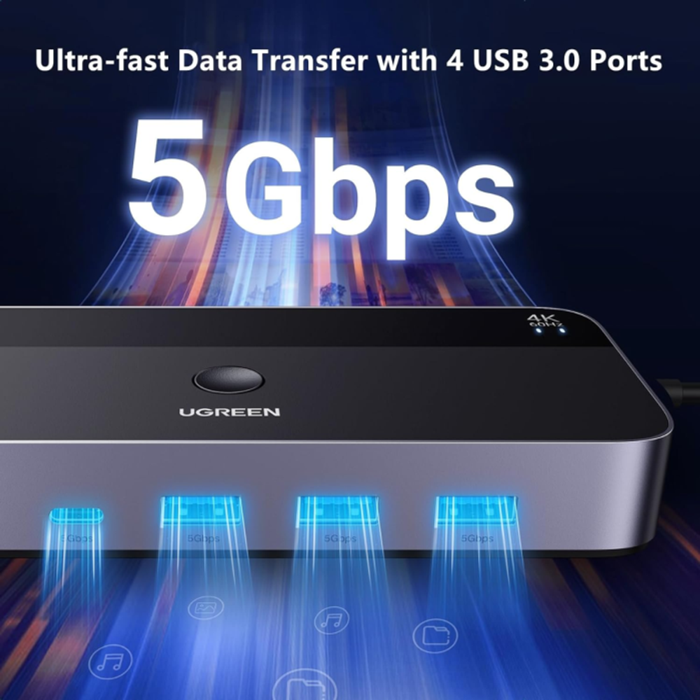 Ugreen USB 3.0 KVM stikalo za 1 monitor i 2 računala slika 7