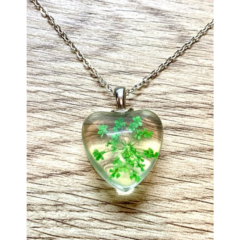 Ogrlica Flower in Heart, Green slika 2
