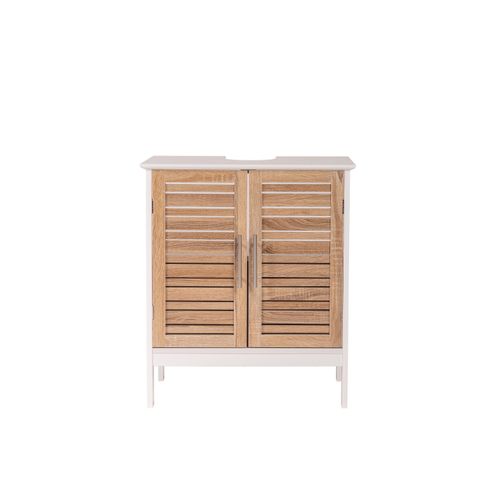 TENDANCE KUPATILSKI ORMARIĆ SA 2 VRATA I POLICOM STOCKHLOM 60X30X70CM MDF BAMBUS BELA  9900306 slika 3