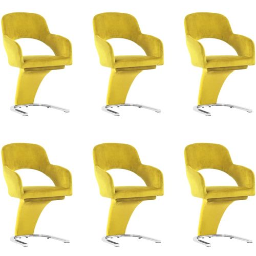 Blagovaonske stolice 6 kom žute baršunaste slika 15