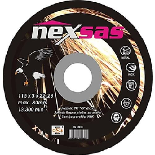 NEXSAS rezna ploča za metal 115 x 1.0 x 22.23 #40 kom slika 1