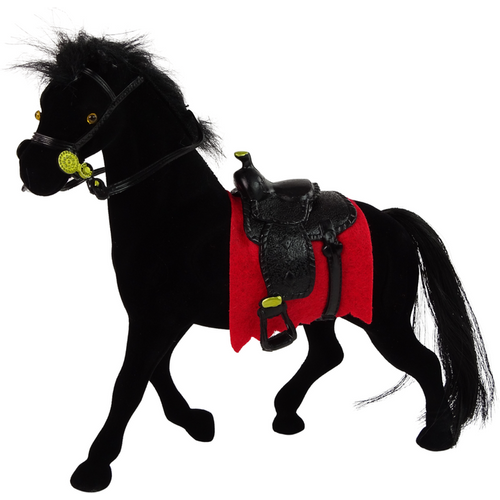 Figurica crni baršunasti konjić sa crnim sedlom slika 1
