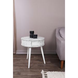 Woody Fashion Pomoćni stol, Bijela boja, Yuvarlak Komot - 9485