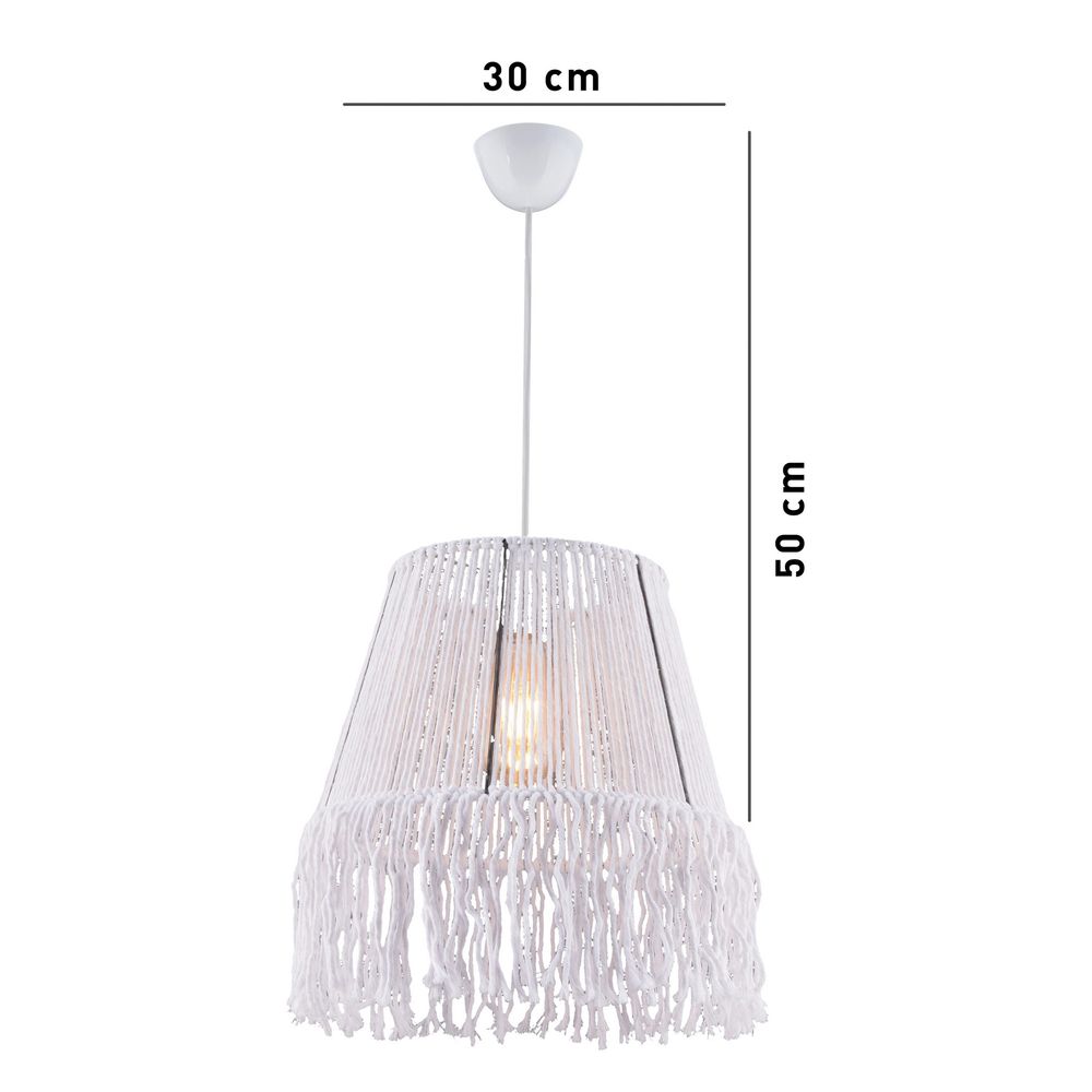 Luster sa Makrame Abažurom u Bijeloj Boji slika 6