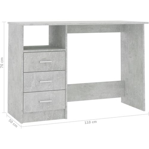 Radni stol s ladicama siva boja betona 110 x 50 x 76 cm iverica slika 24