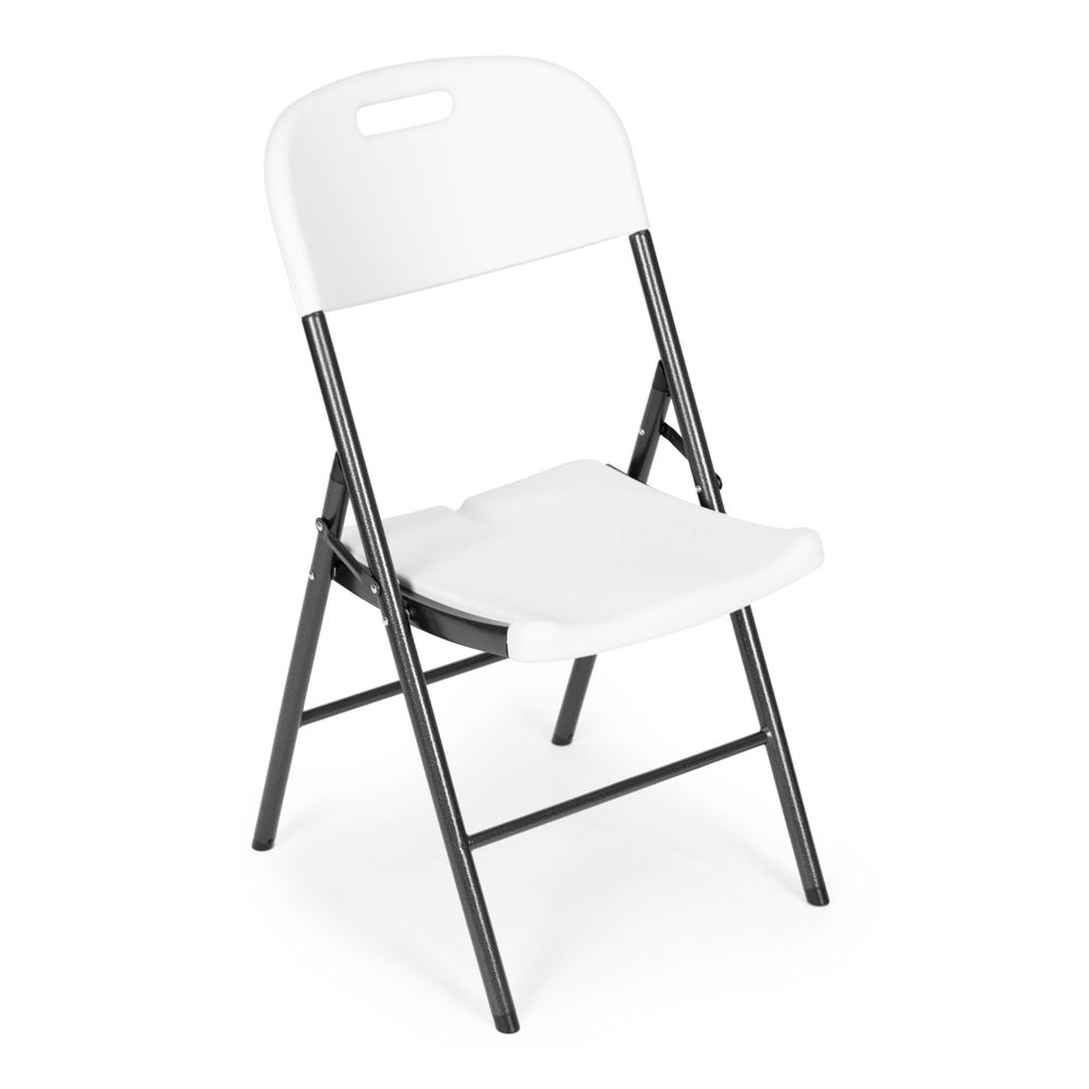 ModernHome set od 4 sklopive stolice – za dom i ugostiteljstvo, metal i HDPE, bijele slika 2