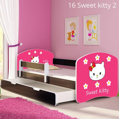 Dječji krevet ACMA s motivom, bočna wenge + ladica 140x70 cm - 16 Sweet Kitty 2 slika 1