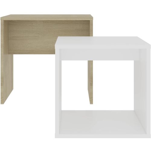 Set stolića za kavu bijeli i boja hrasta 48x30x45 cm od iverice slika 15