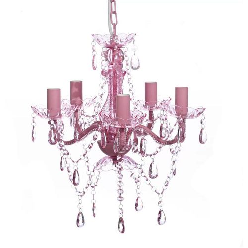 Kristalna svjetiljka s 5 žarulja ružičasta slika 6