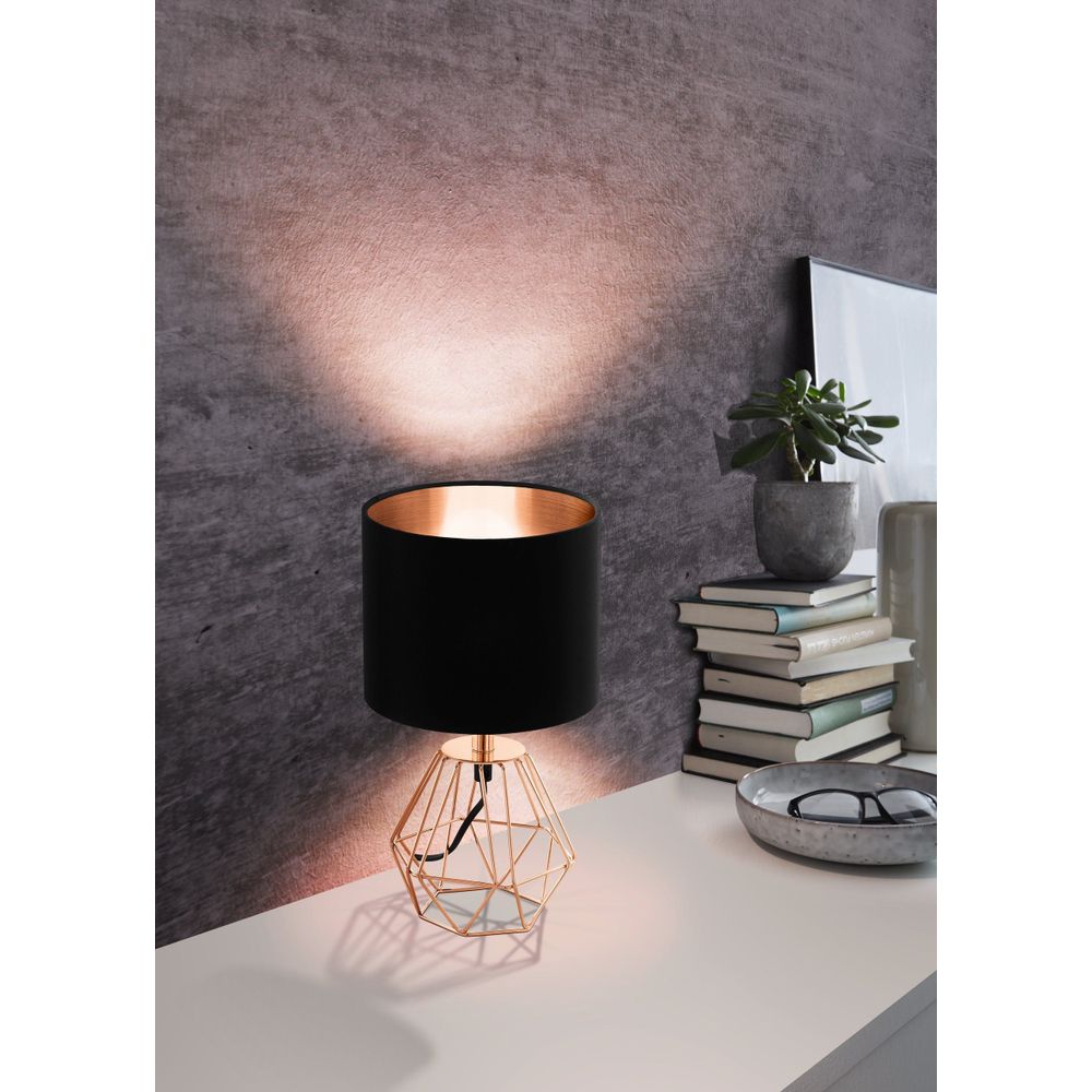 Eglo Carlton 2 Stolna Svjetiljka, E14, Visina 305 mm, Bakar/Crni Tekstil slika 2