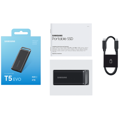 Samsung MU-PH4T0S/EU Portable SSD 4TB, T5 EVO, USB 3.2 Gen.1 (5Gbps) Type-C, [Sequential Read/Write : Up to 460 MB/sec /Up to 460 MB/sec], Black slika 2