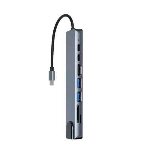 Type C HUB 8u1 4K HDMI SD/TF USB-C PD 100M RJ slika 1