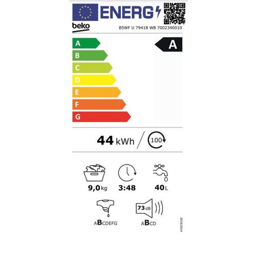 Beko B5WF U 79418 WB veš mašina, ProSmart™ Inverter Motor, SteamCure™, 9 kg, 1400 rpm, dubina 55 cm slika 3