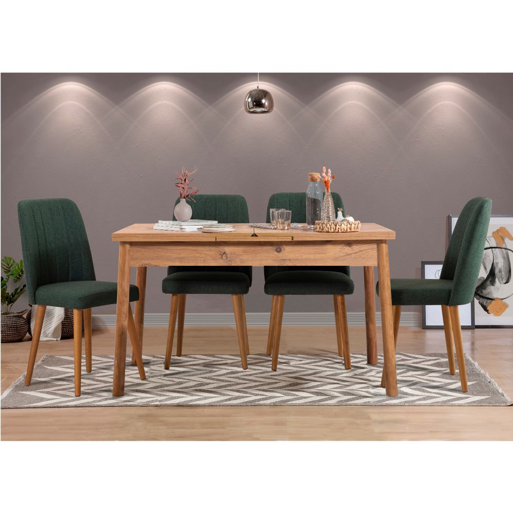 Santiago Atlantic Green Set za Trpezariju (5 Komada) - Produživi Sto i Stolice slika 1