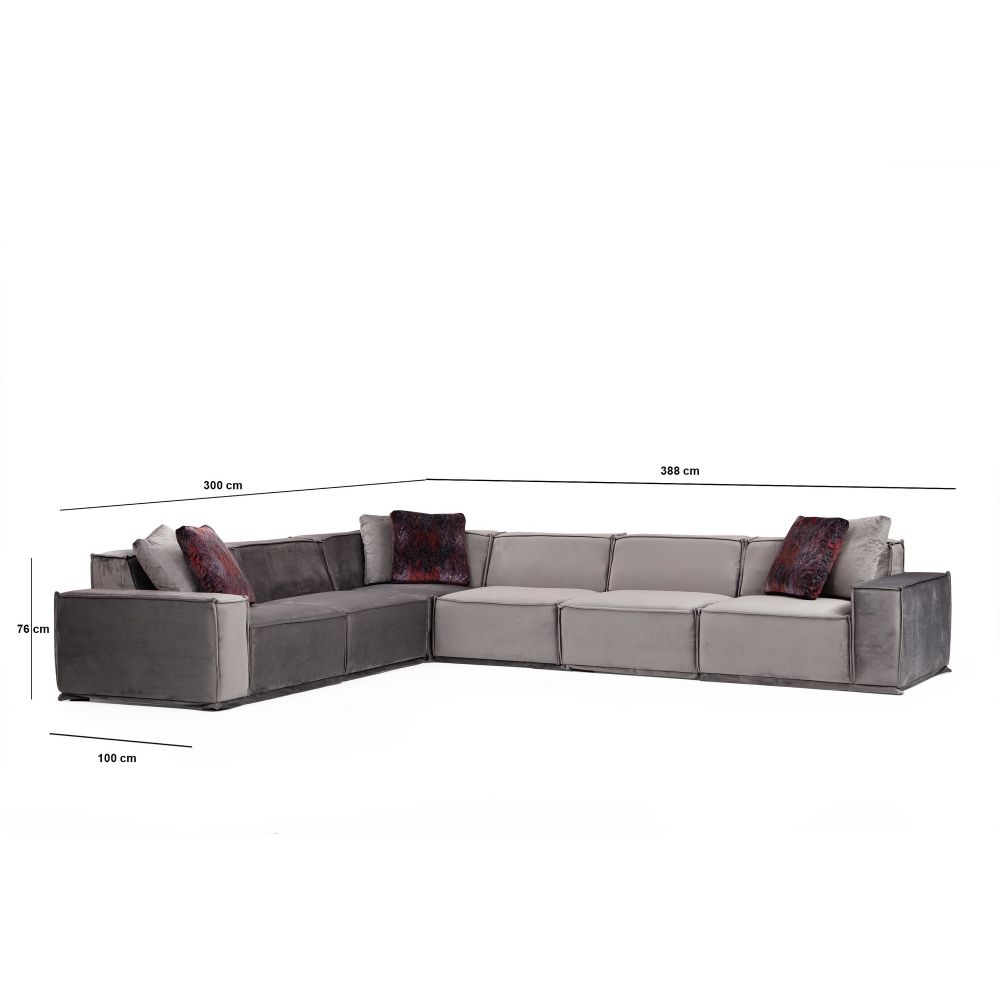 Lego Corner 1 (L1-O1-C-O1-O1-1R) Sivi Kutni Sofa slika 10
