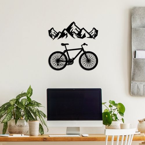 Wallity Metalna zidna dekoracija, Mountain And Bicycle - M slika 1