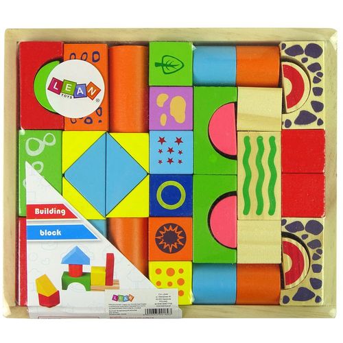 Montessori set različitih drvenih oblika za kreativno građenje slika 1