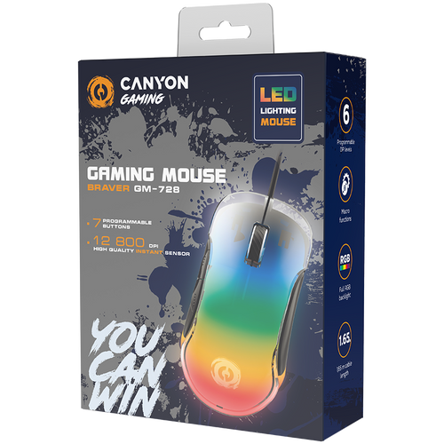 CANYON mouse Braver GM-728 LED Crystal 7buttons Wired Black slika 5