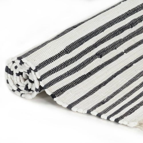 Ručno tkani tepih Chindi od pamuka 200 x 290 cm antracit-bijeli slika 3