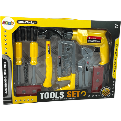 Dječji DIY set alata s bušilicom, žuti slika 4