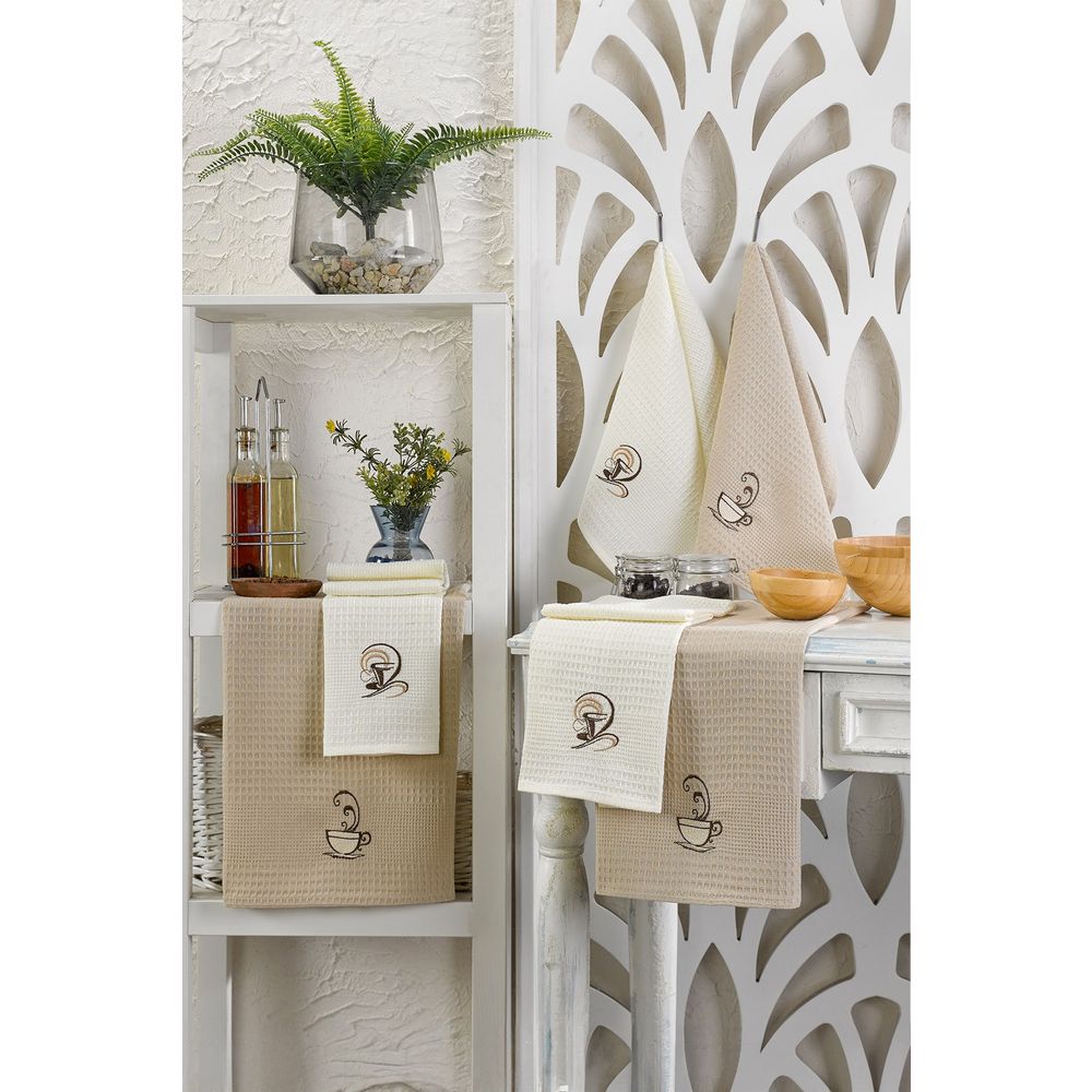 Kitchen towel set (6 pieces) Coffee colours: Multicolor slika 1
