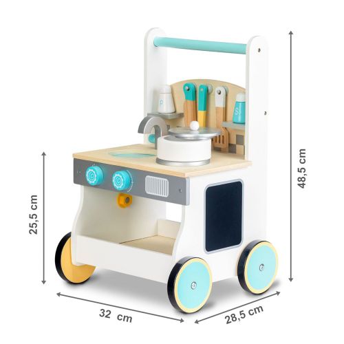 Drvena dječja kuhinja na kotačima slika 3