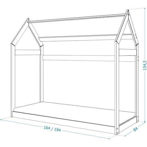 Drveni dječji krevet Domek - bijeli - 190x80 cm slika 2