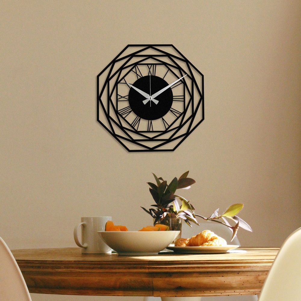 Enzoclock - S012 Crni Dekorativni Metalni Zidni Sat slika 2