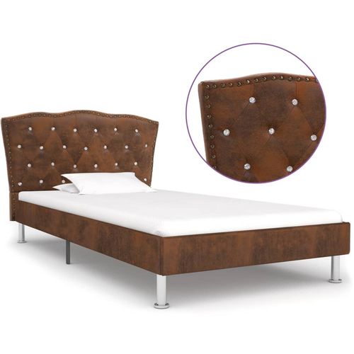 280542 Bed Frame Brown Faux Suede Leather 90x200 cm slika 14